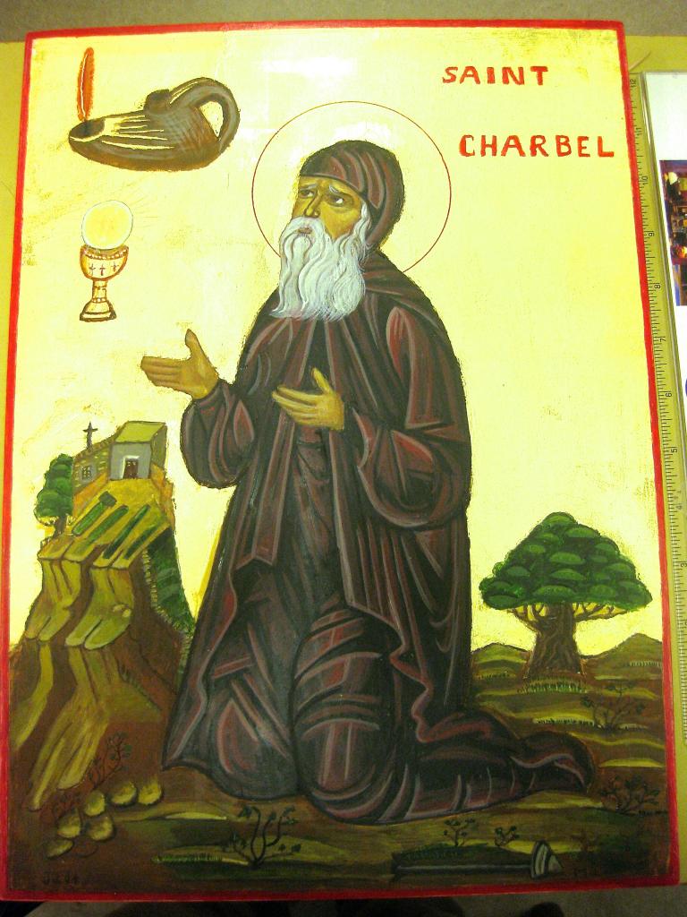 Icone de St Charbel  creation pour le Monastere st Charbel- Belgique